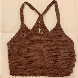 Purple knitted crop top